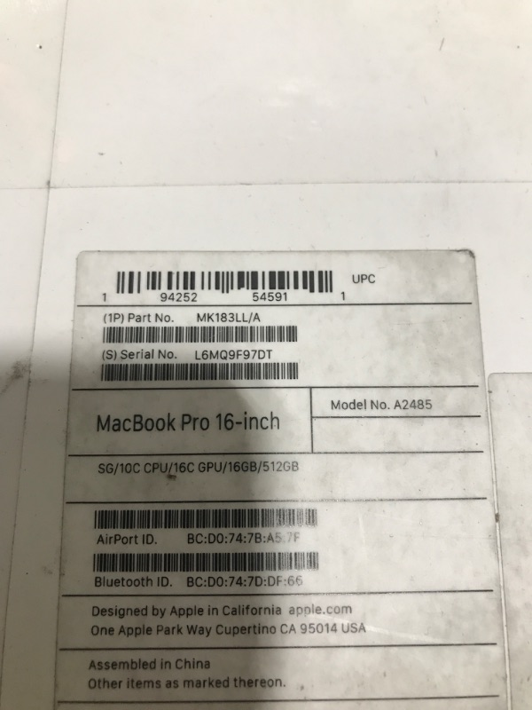 Photo 7 of Apple 2021 MacBook Pro (16.2-inch, M1 Pro chip with 10?core CPU and 16?core GPU, 16GB RAM, 512GB SSD) - Space Gray