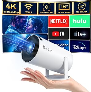 Photo 1 of aubor Smart Projector with Android TV 11.0, Support 1080P Portable Projector with 5G WiFi and Bluetooth, 10000 Lumen?Auto Keystone Correction, Premium 360 Sound, 40"-130" Screen Video Projector 