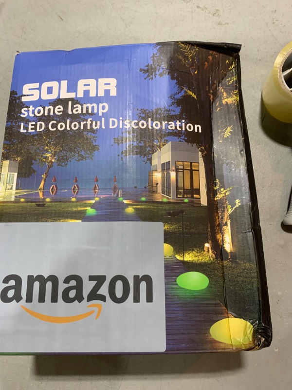 Photo 1 of Blibly Solar Garden Lights Outdoor Glow Cobblestone Shape Lamp Garden Decor Light-White & RGB Lights Waterproof Landscape Night Lights for Lawn/Patio/Path 1pc