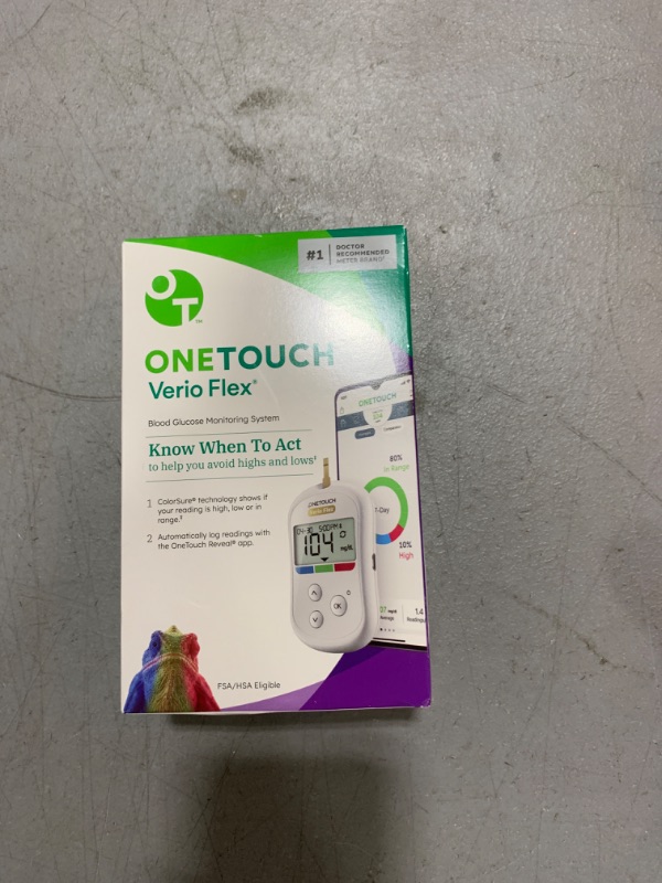 Photo 2 of OneTouch Verio Flex Blood Glucose Meter For Sugar Test Kit | Includes Blood Glucose Monitor, Lancing Device, 10 Sterile Lancets, and Carrying Case