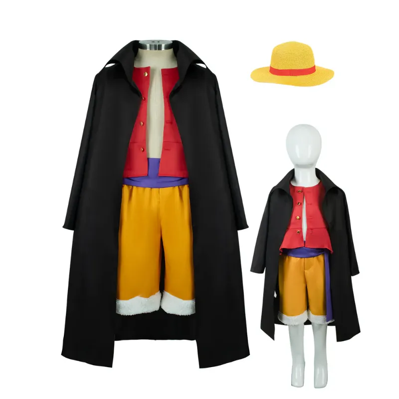 Photo 1 of  Adults One Piece Monkey D. Luffy Wano Country Arc Outfit With Hat and Cloak Cosplay Costume Full Set