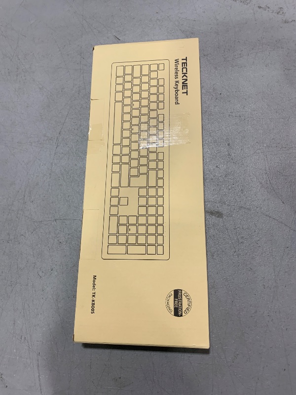 Photo 1 of TECKNET Bluetooth Keyboard Rechargeable, 4-Device Free Switching (2.4G+BT), Ultra-Slim Full Size Wireless Keyboard, Quiet Typing, for PC/Laptop/Smart TV/Phone, Adjustable Stand, 12 Multimedia Keys