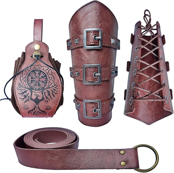 Photo 1 of Renaissance Accessories,Renaissance Belt,Medieval Belt Pouch,Leather Wrist Guards Medieval Costume for Halloween