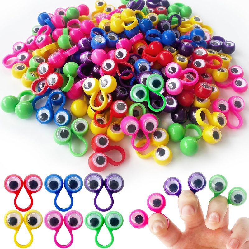 Photo 1 of 100PCS Eye Finger Puppets,Wiggly Eyeball Finger Puppet Eye On Rings,Eyes Monster Finger Googly Eye Rings for Kids Party Favors,Classroom Rewards,Christmas,Birthday Gift,6 Colors