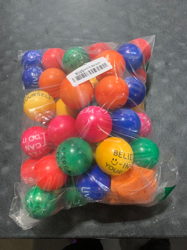 Photo 1 of 60 Pieces Motivational Stress Balls 1.97 Inch Inspirational Stress Relief Ball Bulk Hand Exercise Balls Encouraging Colorful Foam Balls Anxiety Small Balls with Quotes for Kids Adults Teens, 6 Styles