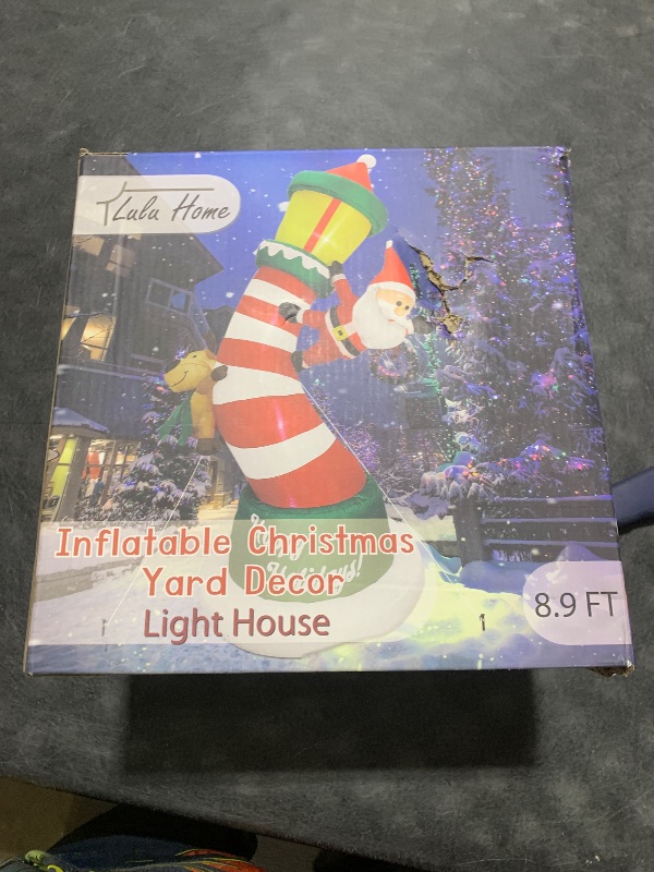 Photo 2 of Lulu Home 9FT Christmas Inflatable Decorations, Giant Lighted Lighthouse with Santa and Reindeer, Xmas Blowups with Drawstring Bags for Winter Holiday Yard Lawn Garden Outdoor Decor