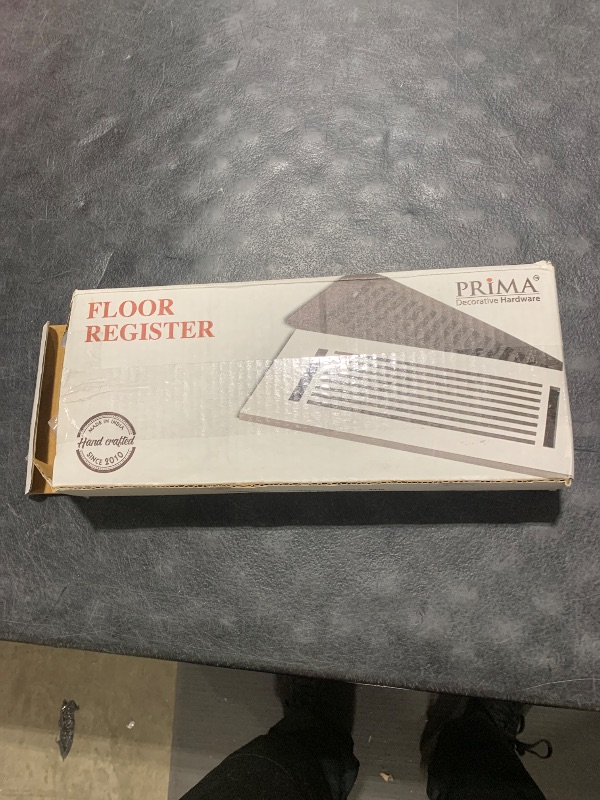 Photo 2 of Prima Decorative Cast Aluminium Floor Register/Vent Cover : 3"x10" with Damper for Floors, Walls & Ceilings, Metal, Paintable, Modern Linear Design, Brown (VR-109)