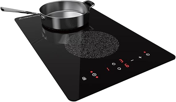 Photo 1 of Induction Cooktop, 2 Burner Electric Cooktop 120V Vertical Electric Stove, 12 Inch LED Touch Screen, Fast Heat, 9 Heating Level, Kid Safety Lock, and Timer