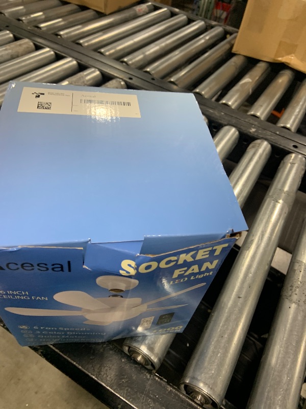 Photo 1 of 16 Inch Socket Fan Lights with E26/E27 Base: Socket Ceiling Fan with Remote & App Contro Screw into Small Ceiling Fan Light with 6 Speeds 3 Color Dimmable for Bedroom Living Room Kitchen Home Garage