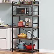 Photo 1 of Denkee 5-Tier Bakers Rack for Kitchen with Storage, Industrial Microwave Stand Oven Shelf, Free Standing Kitchen Storage Shelf Rack (23.62 L x 15.75 W x 60.24 H, Rustic Brown)
