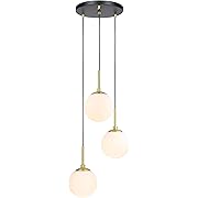 Photo 1 of XiNBEi Lighting 3 Light Globe Cluster Pendant Light Modern Stairwell Lighting Pendant Lights Kitchen Island Black Brass Adjustable Hanging Chandelier Light Fixture Staircase Lights
