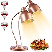 Photo 1 of Food Heat Lamp: [3 Heating Bulb Included] [Steady Heating] Heat Lamp for Food, Commercial Food Warmer Lamp for Food Catering Food Warming Lamp for Buffet Parties (Copper, 32" H/2Head)
