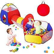 Photo 1 of 3 in 1 Kids Play Tent for Toddler with Baby Ball Pit and Play Tunnel, Children Indoor Outdoor Playhouse with Climbing Tunnel Toy for Toddlers, Boys and Girls Best Birthday Gifts
