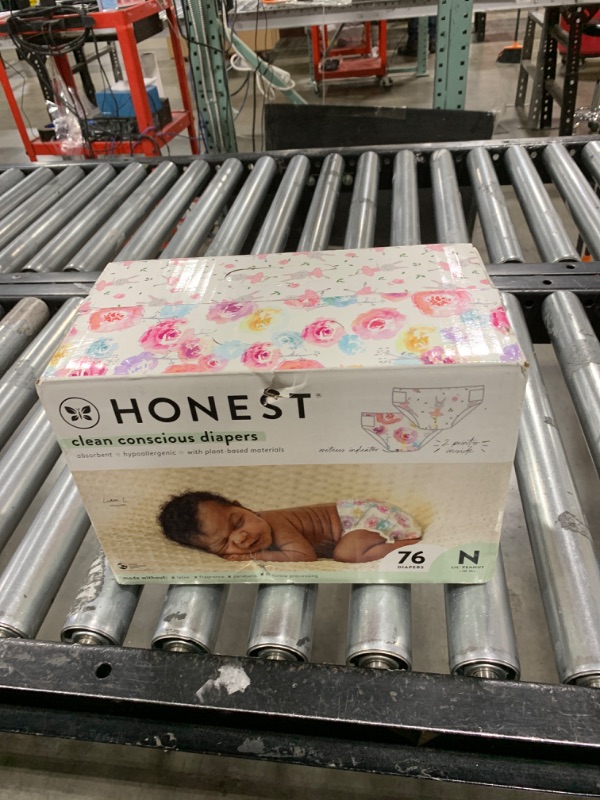 Photo 2 of The Honest Company Clean Conscious Diapers | Plant-Based, Sustainable | Rose Blossom + Tutu Cute | Club Box, Size Newborn, 76 Count