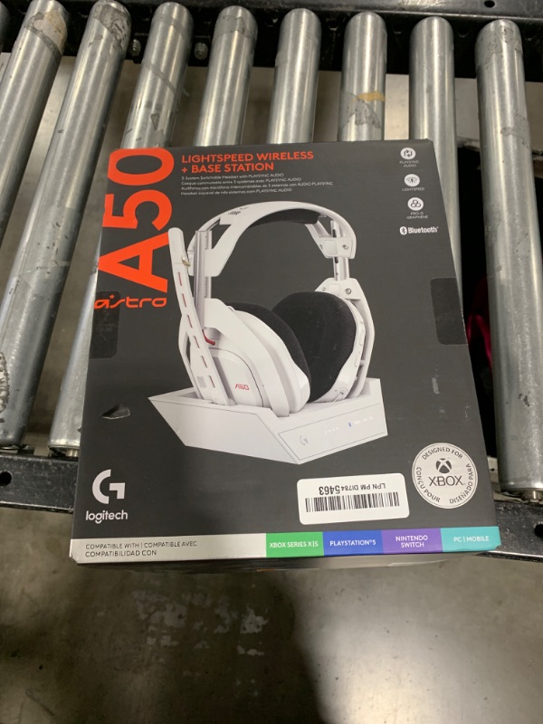 Photo 2 of Logitech G Astro A50 Omni-Platform Wireless Gaming Headset + Base Station for PS5, Xbox, PC: PLAYSYNC Audio Switcher, <16 bit/48kHz (Console), <24 bit/48 kHz (PC), 24hr Battery, 2.4GHz & BT - White