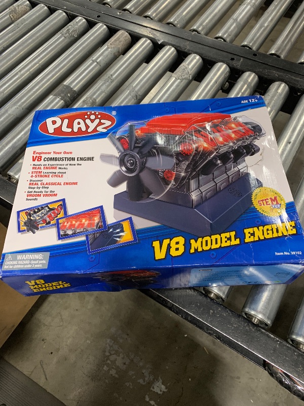 Photo 2 of Playz V8 Combustion Engine Model Kit That Runs - Build Your Own STEM Mini V8 Model Engine Kit for Adults & Kids Age 12+, Visible V8 Mini Engine Kit That Works for Adult w/ 270 STEM Parts