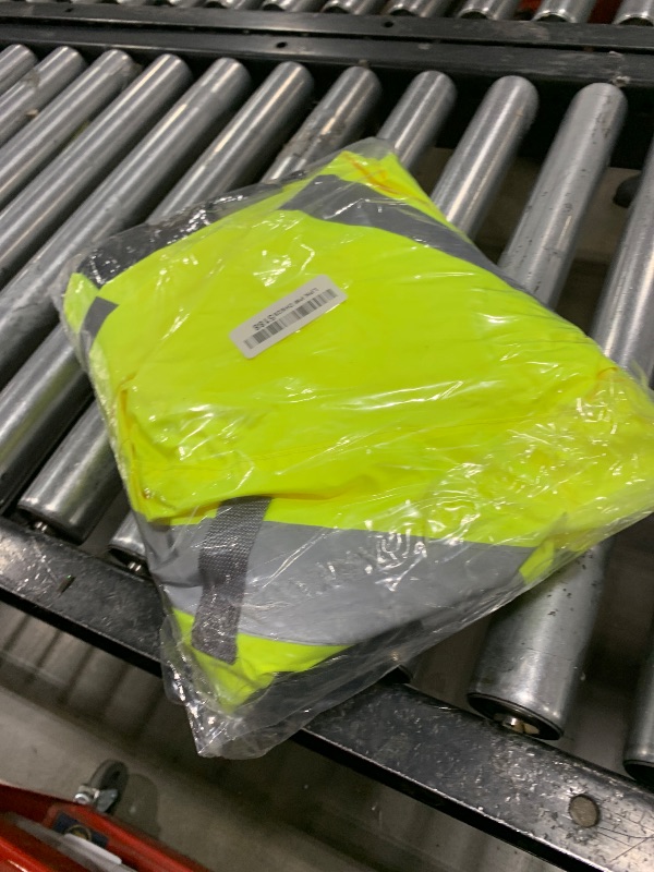 Photo 1 of DPSAFETY Reflective Rain jackets for men waterproof,Hi Vis Safety Coat With Reflective Strips?High Visibility Class 3 Rain jackets With 2 large pockets?Zipper,Black Bottom Lime,LG/XL