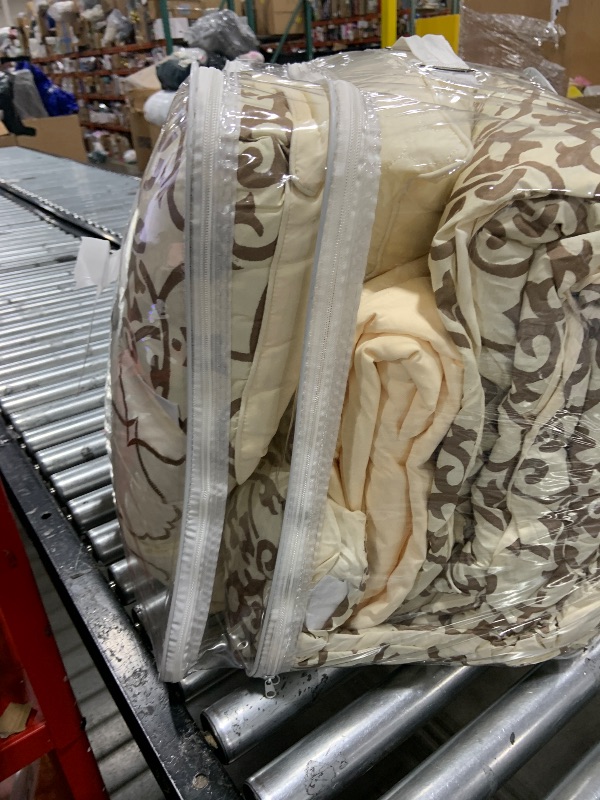 Photo 1 of Chic Home Hailee 24 Piece Comforter Complete Bed in a Bag Sheet Set and Window Treatment, King, Beige,CS1955-AN