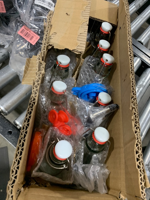 Photo 1 of 12 Pack 8.5oz Flip Top Glass Bottles, Swing Top Beer Brewing Bottle for 2nd Fermentation, Kombucha, Kefir, Vanilla Extract, Coquito, Juice, Tea - Airtight Stopper Cap Lid, Bonus 4 Bottle Pourers