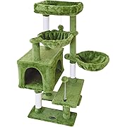 Photo 1 of Cat Tree Cat Tower Condo with Sisal Scratching Post for Indoor Cats Cat Tree Cat Furniture with Hammock Perch and Kitten ball Toys, Multi-Level Pet Activity Center Green