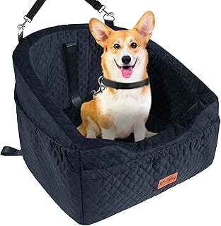 Photo 1 of  Dog Car Seat for Small & Medium Dogs, Detachable & Washable Booster Seat for Pets Up to 30lbs, Travel Bed with Storage Pockets and Safety Belt – Black