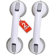 Photo 1 of (2 Pack) Shower Handle 12 inch Grab Bars for Bathtubs and Showers Suction Bar Handles Handicap Elderly Seniors Safety Bathroom Bath Grip - Balance Assist ONLY for Tiles Glass & Hard Plastic
