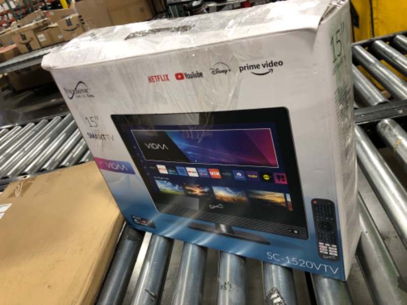 Photo 3 of Supersonic SC-1520VTV 15.6 inch Smart AC/DC LED TV, Powered by VIDAA, 1080p, WiFi, Built-in Speakers, USB, 3X HDMI ARC, for Kitchen, RV, Boat, Truck, Playroom, Dorm Room, Remote, DC Car Cord Included