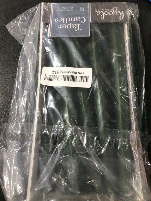 Photo 1 of Hyoola 12 Pack Tall Taper Candles - 10 Inch Hunter Green Dripless, Unscented Dinner Candle - Paraffin Wax with Cotton Wicks - 8 Hour Burn Time