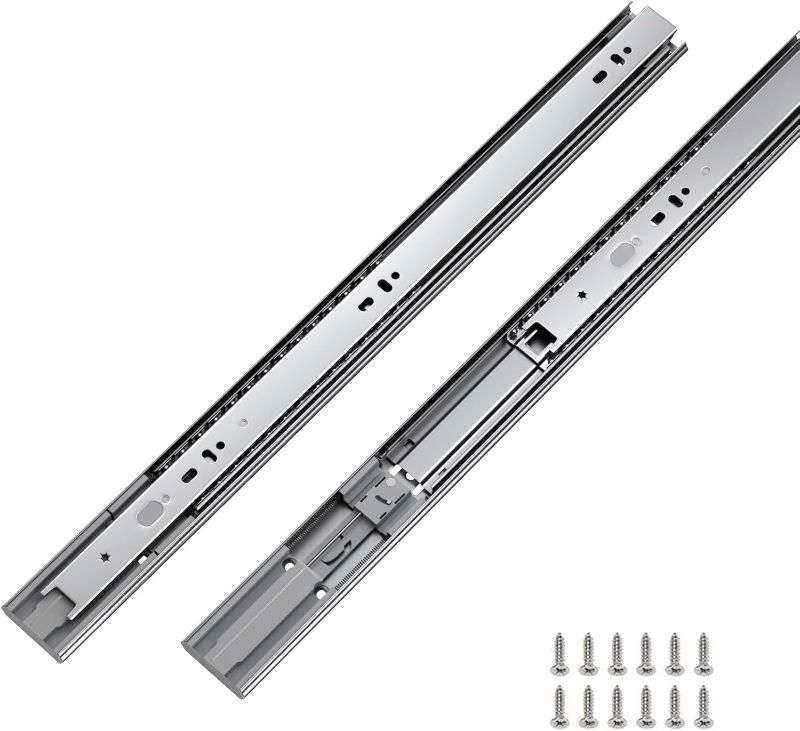 Photo 1 of LONTAN 1 Pair 22 Inch Drawer Slides Metal Drawer Slides Heavy Duty - Soft Close Drawer Slides Ball Bearing and 12.4" Extension Cabinet Drawer Slides 100 LB Capacity
