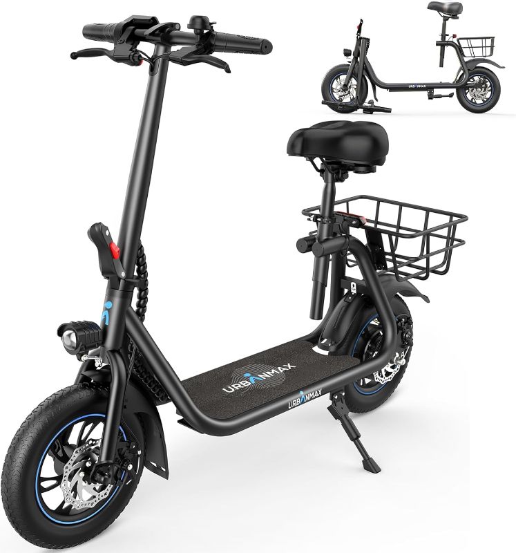 Photo 1 of C1/C1 Pro Electric Scooter with Seat, 450W Powerful Motor up to 20/25 Miles Range, Foldable Electric Scooter for Adults Max Speed 15.5/18.6 Mph, Electric Scooter for Commuting with Basket
