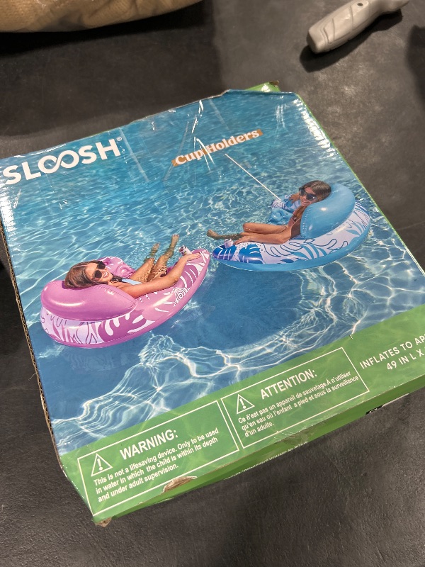 Photo 1 of SLOOSH Inflatable Pool Floats Adult, 2 Pack Pool Chairs with Cup Holders,Blow up Floats Chair,Hammock Noodle Mat for Relaxing Summer Water Fun Swimming Party Beach,Summer Leaves