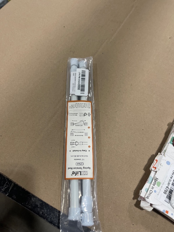 Photo 1 of KXLIFE 2 Pack Small Spring Tension Curtain Rod 12 to 20 Inch, Thin Tension Rod No Drill for Window Cupboard Closet, White