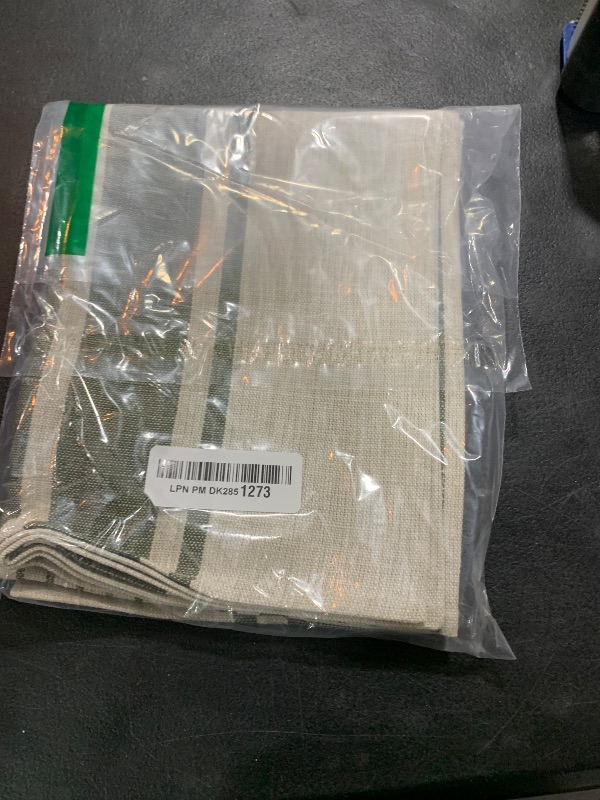 Photo 1 of LINENVIBE Pure Linen Kitchen Tea Towels - 100% Flax Linen Dish Towels 17 x 27 inch with Olive Green French Country Stripes - Flax Hand Towels - Set of 2