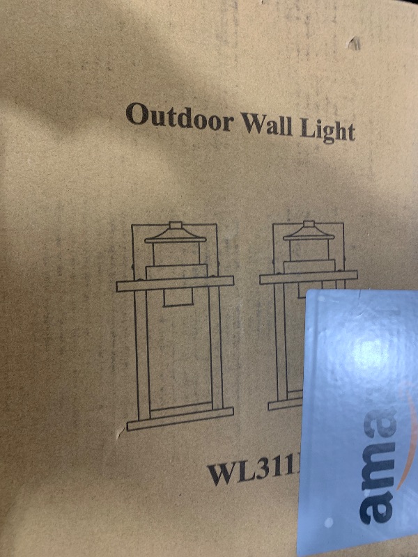 Photo 2 of 11.65'' Outdoor Light Fixture 2 Pack, Outdoor Wall Lights Exterior Wall Sconce with Water Ripple Glass, Waterproof Porch Light Lantern Wall Mounted, Modern Black Outside Lights for House Patio Garage