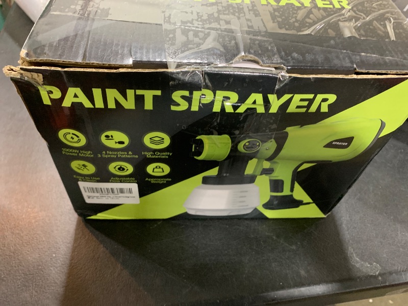 Photo 2 of Paint Sprayer 1000W High Power Electric Spray Paint Gun with Adjustable Spray Width Knob 4 Nozzles and 3 Patterns Easy to Clean for Furniture Home Interior House Painting Green