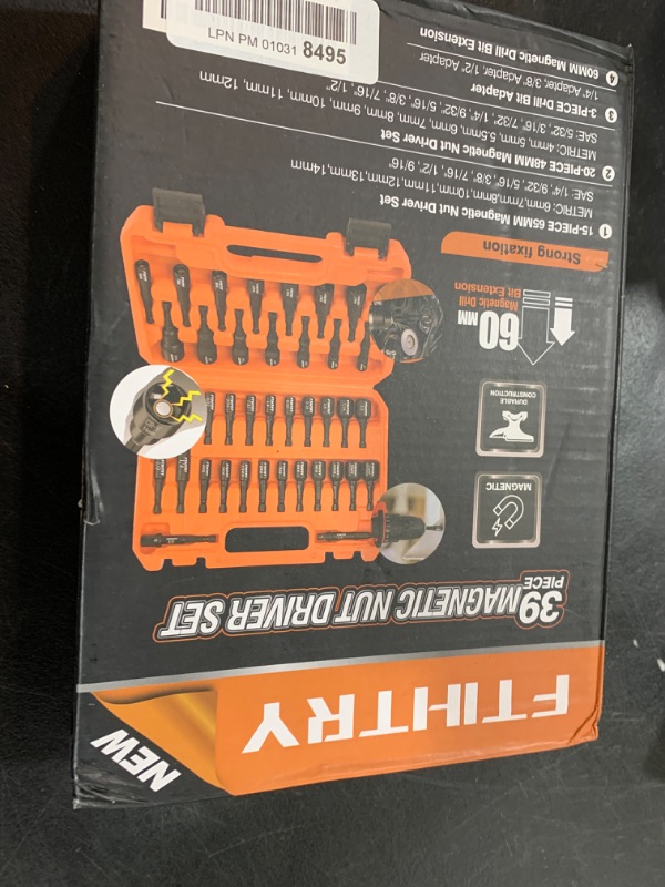 Photo 1 of FTIHTRY 39Pcs Magnetic Nut Driver Set for Impact Drill, Metric & SAE Magnetic Impact Drill Driver Bit, 1/4" Hex Shank, Fully Magnetic Hex Nut Driver Drill Bit Master Kit