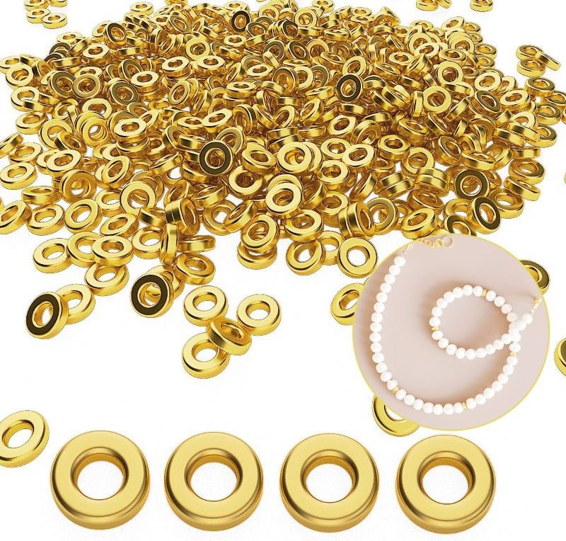 Photo 1 of 1000PCS 6mm Flat Round Spacer Beads, Spacer Beads, 6mm Round Disk Spacer Beads, Flat Spacer Beads, Loose Disc Beads for DIY Bracelet Necklace Earring Jewelry Making Supplies(Golden)