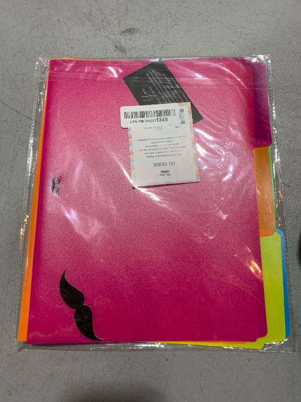 Photo 1 of Mr. Pen- Poly File Folders, 1/3 Cut Tab, 6 Pack, Assorted Colors, Letter Size, Colored Letter File Folders for Office Supplies