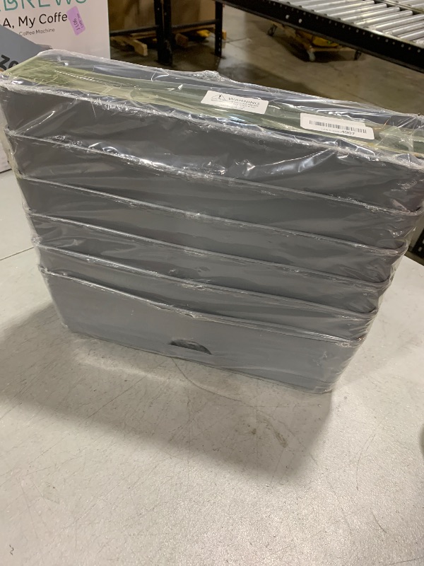 Photo 1 of 6 Pack Rectangle Planter 16x4.4 Inch Window Boxes Planters Rectangular Large Window Sill Planters Indoor Self Watering Plant Pots with Drainage Holes and Saucers Succulent Herb Flower Pots, Dark Grey