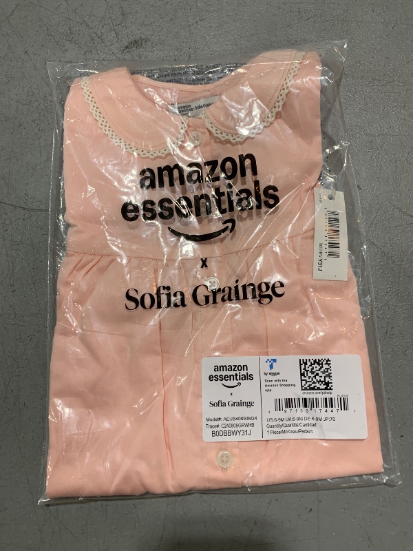 Photo 2 of Amazon Essentials x Sofia Grainge Baby Girls' Cotton Sateen Dress with Collar, Pink, 6-9 Months