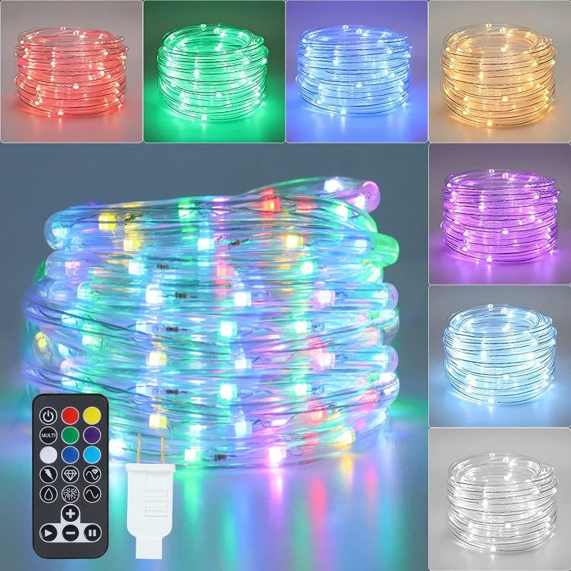 Photo 1 of Color Changing Rope Lights - 18FT Led Rope Lights Outdoor Waterproof with Remote Connectable 7 Colors & 7 Modes Decorative Christmas Lights for Xmas Bedroom Party Holiday Decoration