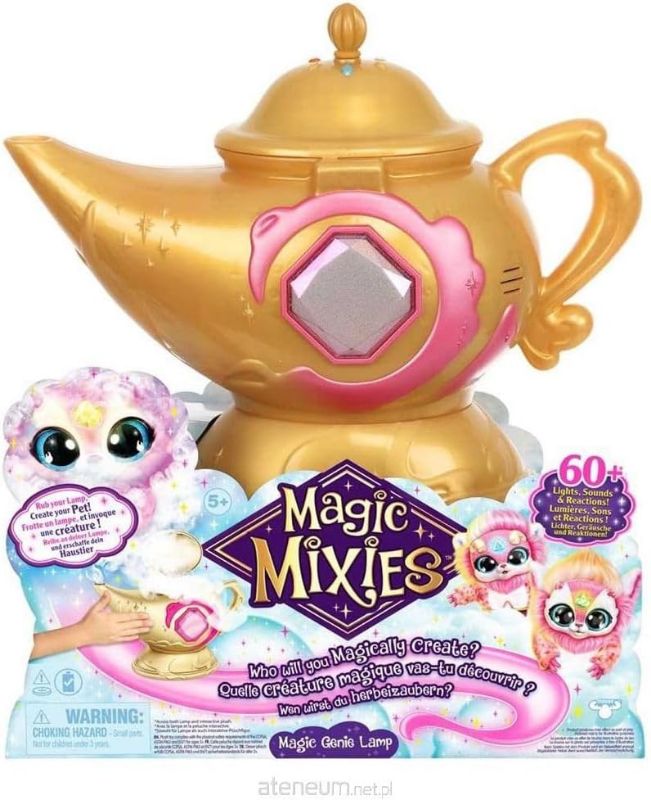 Photo 1 of Magic Mixies Magic Genie Lamp with Interactive 8" Pink Plush Toy and 60+ Sounds & Reactions. Unlock a Magic Ring and Reveal a Pink Genie from The Real Misting Lamp. Gifts for Kids, Ages 5+ Blue