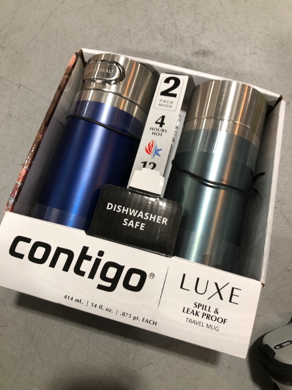 Photo 2 of Contigo® AUTOSEAL® West Loop Vacuum-Insulated Stainless Steel Travel Mug with Easy-Clean Lid, 20 oz, 2-Pack, Salted Frosted Pearl; Glacier Frosted Pearl