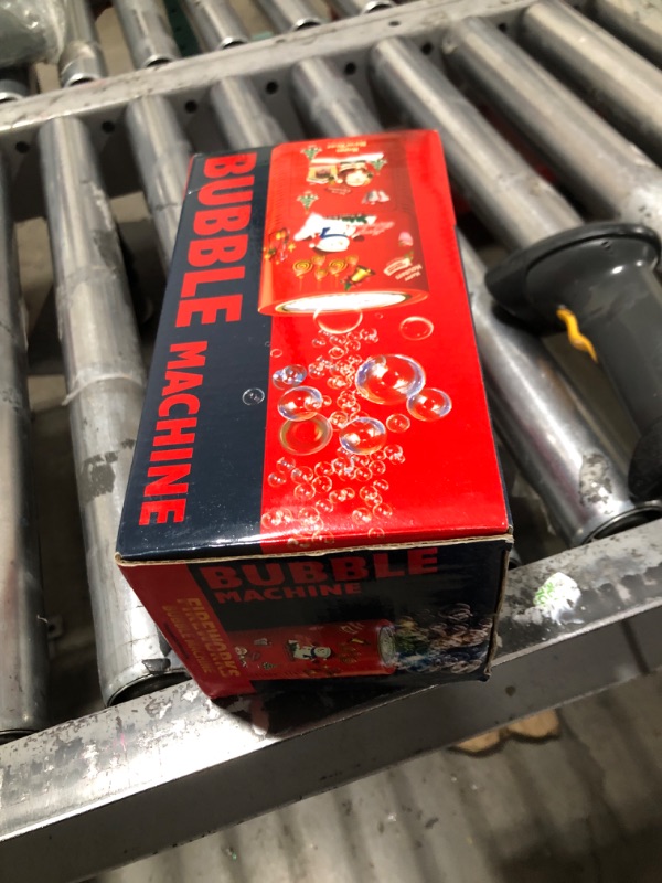 Photo 1 of Fireworks Bubble Machine with 240 ml Bubble Solution, Portable Automatic Bubble Machine with Lights and Closeable Music, Bubble Maker Toys for Kids Outside Activities Parties Wedding Christmas