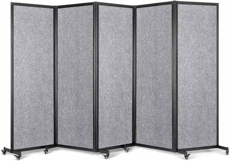 Photo 1 of Room Partition,Office Divider,Portable Commercial Screen Dividers,Privacy Partition Separator,Classroom School Dividers,10'6"L* 6'7"H,5 Panel,Light Grey