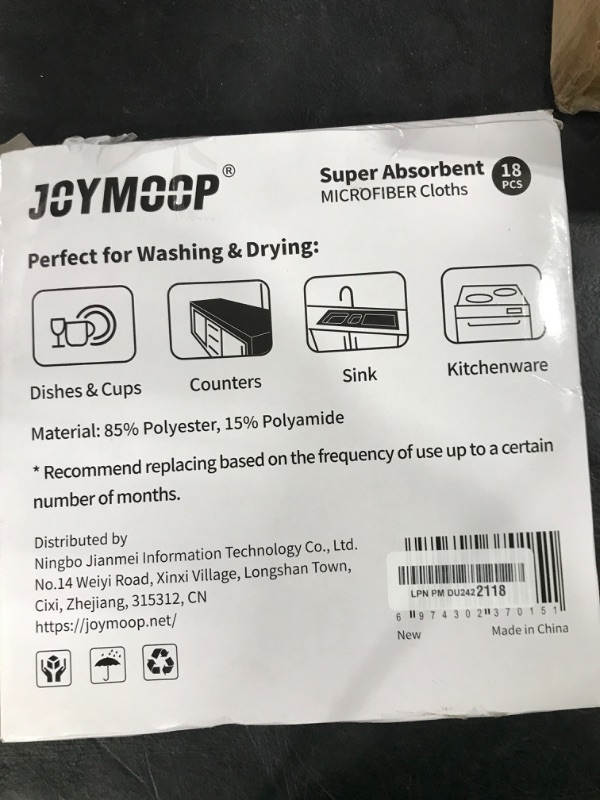 Photo 1 of JOYMOOP 18 Pack Microfiber Cleaning Cloth, Kitchen Towels for Dish Drying Washing, Absorbent Streak Free Lint Free Rags for Cleaning, Reusable and Washable Towels - 9.84" x 9.84"