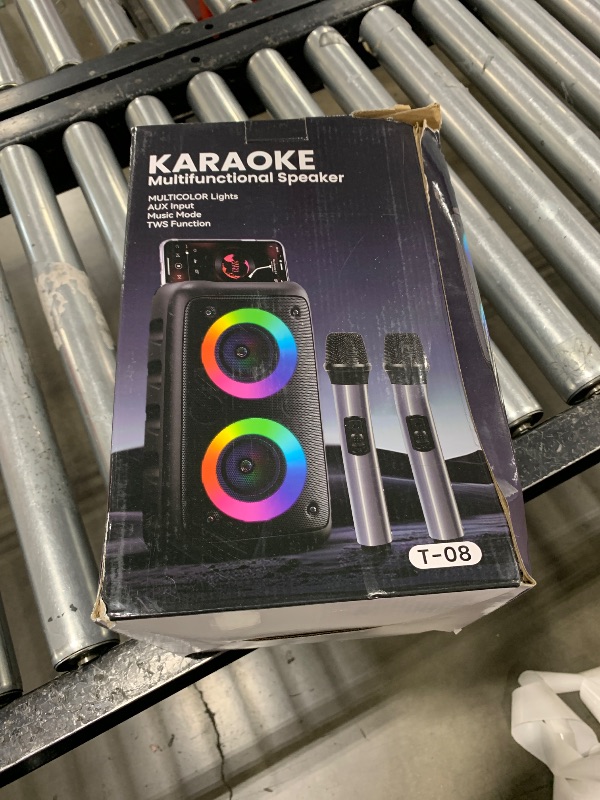 Photo 1 of Karaoke Machine, Portable Bluetooth Speaker with 2 Wireless Karaoke Microphones, Karaoke Machine for Adults Kids with Upgraded Subwoofer, PA System, Support TWS/TF/USB/AUX for Home Party Outdoor