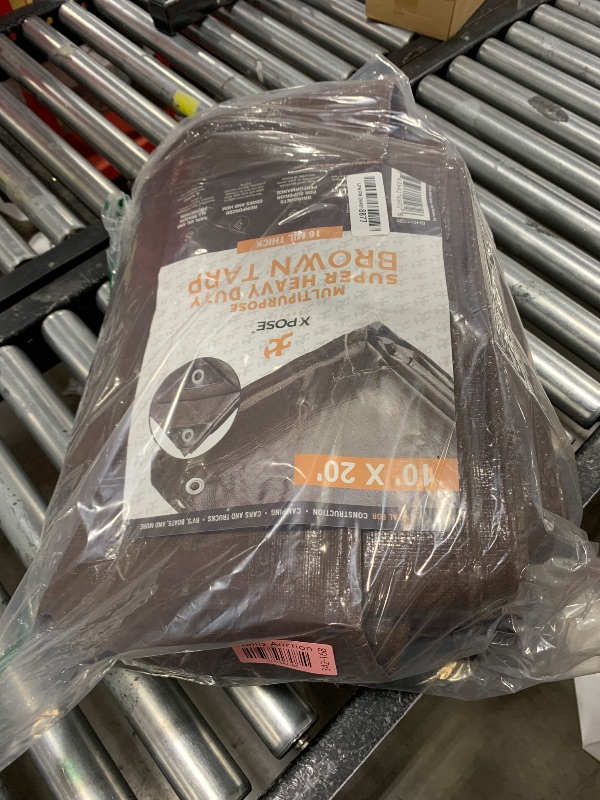 Photo 1 of 10' x 20' Super Heavy Duty 16 Mil Brown Poly Tarp Cover - Thick Waterproof, UV Resistant, Rip and Tear Proof Tarpaulin with Grommets and Reinforced Edges - by Xpose Safety