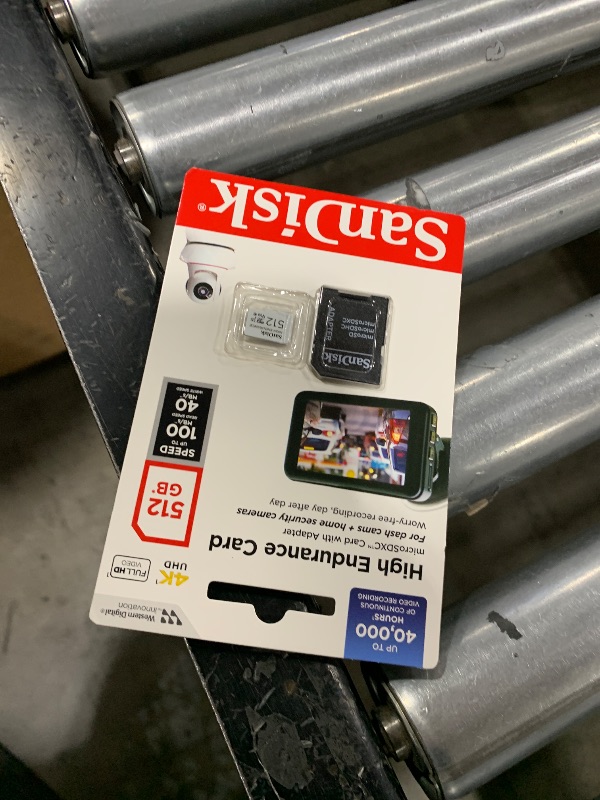 Photo 1 of SanDisk 512GB High Endurance Video microSDXC Card with Adapter for Dash Cam and Home Monitoring Systems - C10, U3, V30, 4K UHD, Micro SD Card - SDSQQNR-512G-GN6IA