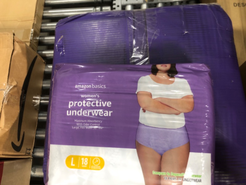 Photo 1 of Amazon Basics Incontinence & Postpartum Underwear for Women, Maximum Absorbency, Large, 18 Count, 1 Pack (Previously Solimo)